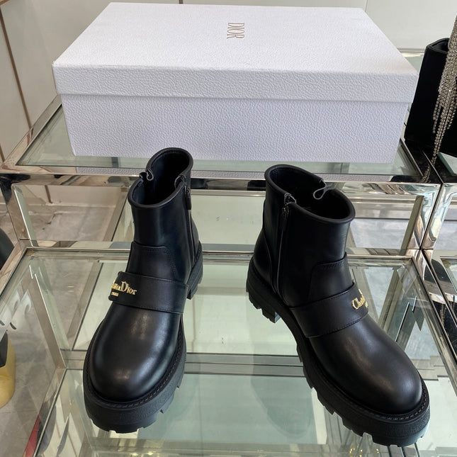 DIOR 25S D-QUEST ANKLE BOOT 35MM IN BLACK CALFSKIN