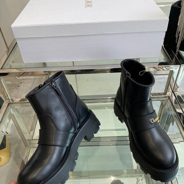 DIOR 25S D-QUEST ANKLE BOOT 35MM IN BLACK CALFSKIN