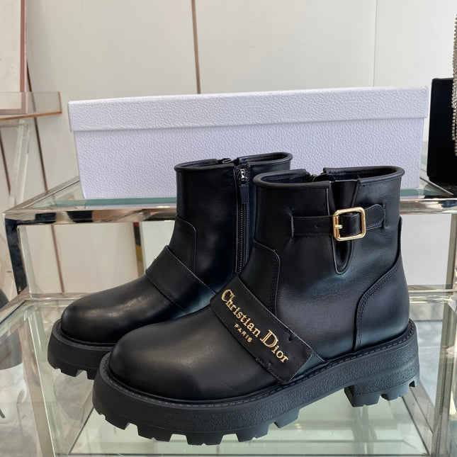 DIOR 25S D-QUEST ANKLE BOOT 35MM IN BLACK CALFSKIN