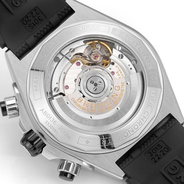 SUPER CHRONOMAT B01 44 CERAMIC BEZEL BLACK AND WHITE DIAL