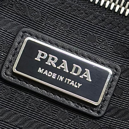 PRADA 25S SHOULDER STRAP BAG 26 IN BLACK CALFSKIN SILVER HARDWRE