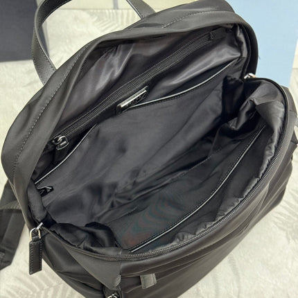 PRADA 25S BACKPACK 39 IN BLACK RE-NYLON AND SAFFIANO CALFSKIN
