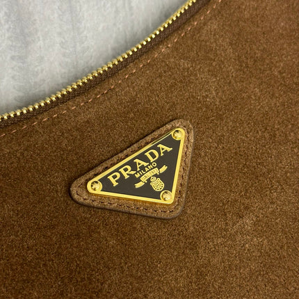 PRADA 25S AIMEE SHOULDER BAG 39 IN BROWN SUEDE