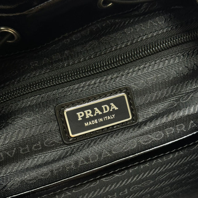 PRADA 25S BACKPACK 45 IN BLACK GLOSSY CALFSKIN SILVER HARDWRE