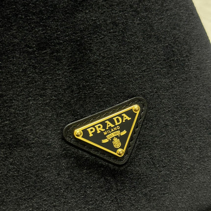 PRADA 25S BUCKET BAG 19 IN BLACK VELVET GOLD HARDWRE