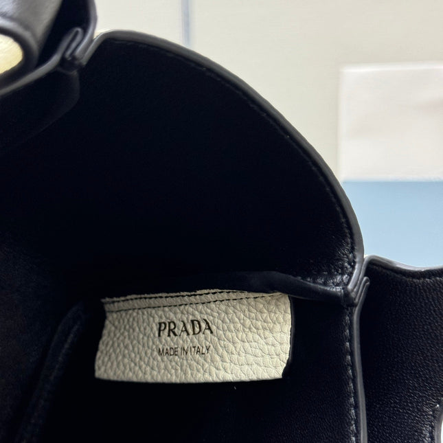 PRADA 25S TOTE MINI BAG 18 IN IVORY CALFSKIN GOLD HARDWRE