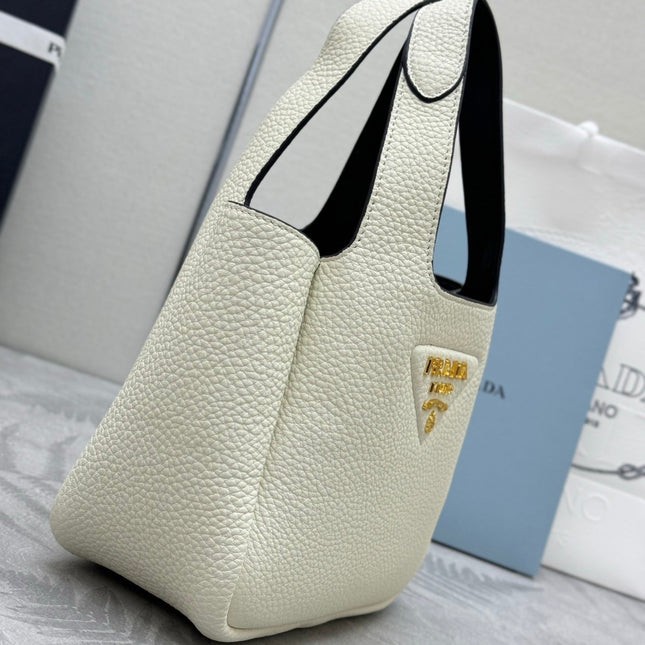 PRADA 25S TOTE MINI BAG 18 IN IVORY CALFSKIN GOLD HARDWRE