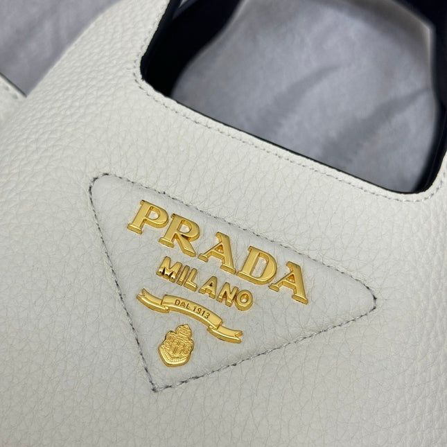 PRADA 25S TOTE MINI BAG 18 IN IVORY CALFSKIN GOLD HARDWRE