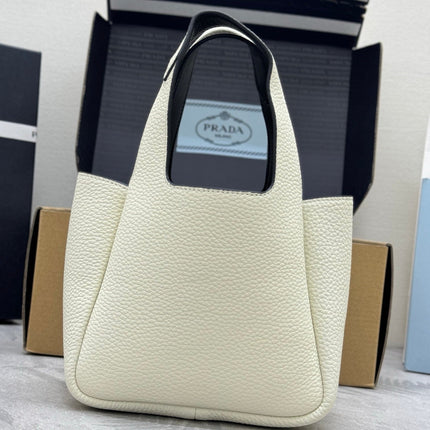PRADA 25S TOTE MINI BAG 18 IN IVORY CALFSKIN GOLD HARDWRE