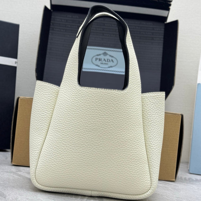 PRADA 25S TOTE MINI BAG 18 IN IVORY CALFSKIN GOLD HARDWRE