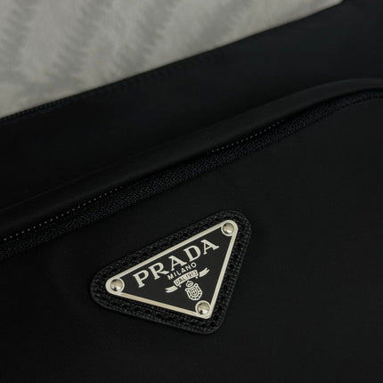 PRADA 25S MEDIUM MESSENGER BAG 35 IN BLACK RE-NYLON AND CALFSKIN