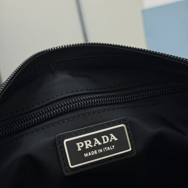 PRADA 25S MEDIUM MESSENGER BAG 35 IN BLACK RE-NYLON AND CALFSKIN