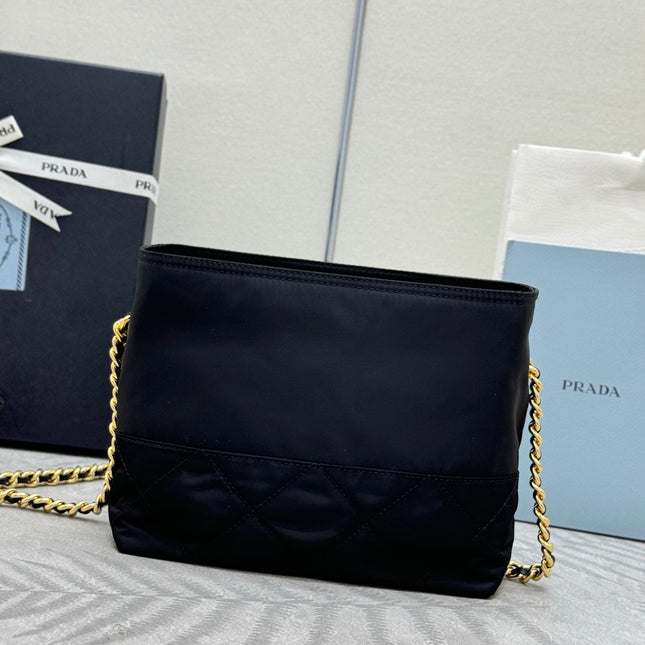 PRADA 25S CROSSBODY BAG 21 IN BLACK NYLON GOLD HARDWRE