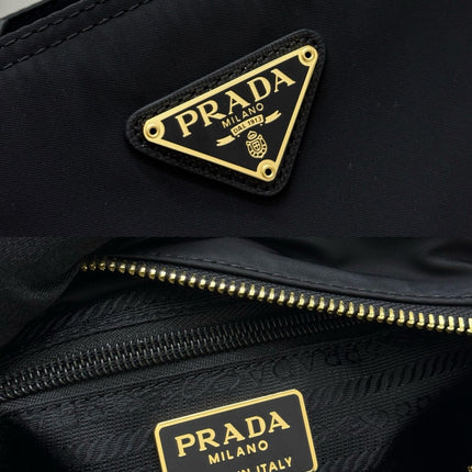 PRADA 25S CROSSBODY BAG 21 IN BLACK NYLON GOLD HARDWRE