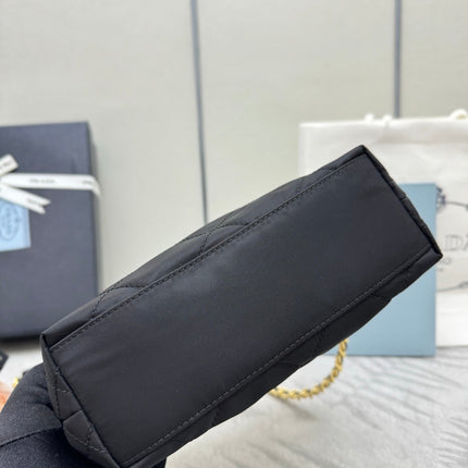 PRADA 25S CROSSBODY BAG 21 IN BLACK NYLON GOLD HARDWRE