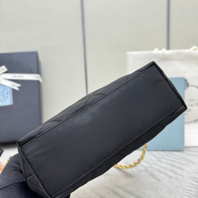 PRADA 25S CROSSBODY BAG 21 IN BLACK NYLON GOLD HARDWRE