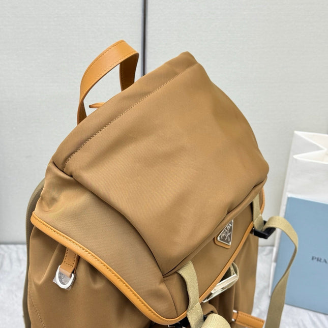 PRADA 25S RE-EDITION 1978 RE-NYLON BACKPACK 52 IN BROWN SILVER HARDWARE