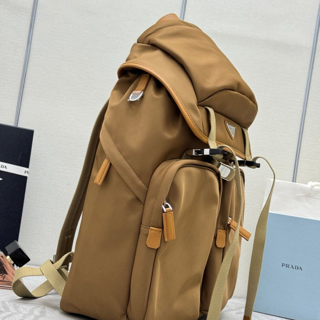PRADA 25S RE-EDITION 1978 RE-NYLON BACKPACK 52 IN BROWN SILVER HARDWARE