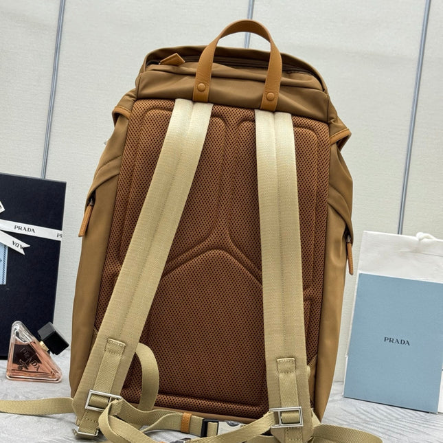 PRADA 25S RE-EDITION 1978 RE-NYLON BACKPACK 52 IN BROWN SILVER HARDWARE