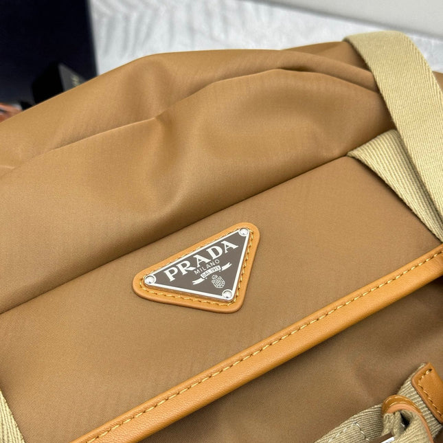 PRADA 25S RE-EDITION 1978 RE-NYLON BACKPACK 52 IN BROWN SILVER HARDWARE