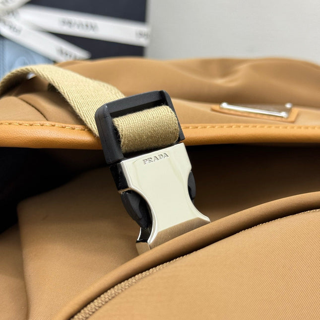 PRADA 25S RE-EDITION 1978 RE-NYLON BACKPACK 52 IN BROWN SILVER HARDWARE