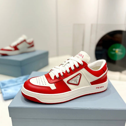 PRA DOWNTOWN PERFORATED SNEAKERS WHITE AND RED CALFSKIN