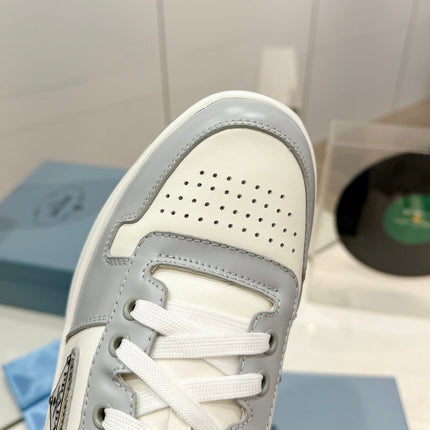PRA DOWNTOWN PERFORATED SNEAKERS WHITE AND GRAY CALFSKIN