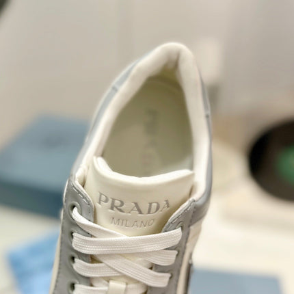 PRA DOWNTOWN PERFORATED SNEAKERS WHITE AND GRAY CALFSKIN