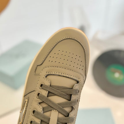 PRA DOWNTOWN PERFORATED SNEAKERS OLIVE CALFSKIN