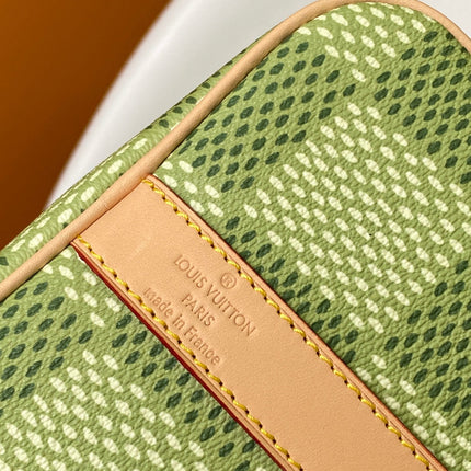 KEEPALL BANDOULIÈRE 34 BAG IN GREEN DAMIER GOLF COATED CANVAS