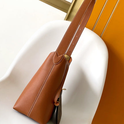 LV 25S LOW KEY HOBO BAG 28 CM IN BURNT ORANGE CALFSKIN