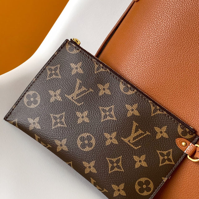 LV 25S LOW KEY HOBO BAG 35 CM IN BURNT ORANGE CALFSKIN