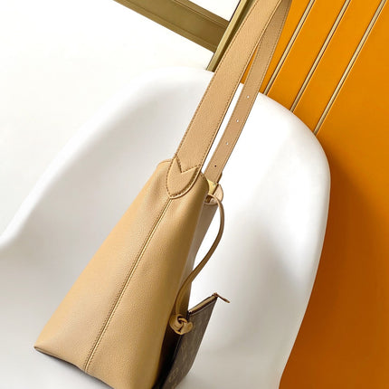 LV 25S LOW KEY HOBO BAG 28 CM IN BEIGE CALFSKIN