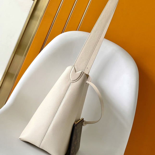 LV 25S LOW KEY HOBO BAG 28 CM IN CREAM WHITE CALFSKIN
