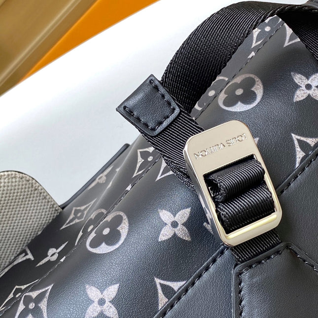 CHRISTOPHER BACKPACK 48 IN BLACK WHITE MONOGRAM CALFSKIN