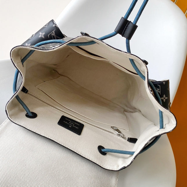 CHRISTOPHER BACKPACK 48 IN BLACK WHITE MONOGRAM CALFSKIN