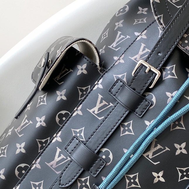 CHRISTOPHER BACKPACK 48 IN BLACK WHITE MONOGRAM CALFSKIN