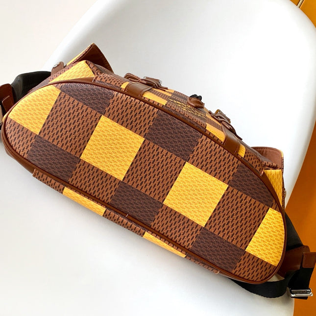 CHRISTOPHER BACKPACK 48 IN BROWN YELLOW DAMIER CANVAS