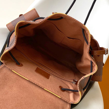 CHRISTOPHER BACKPACK 48 IN BROWN YELLOW DAMIER CANVAS