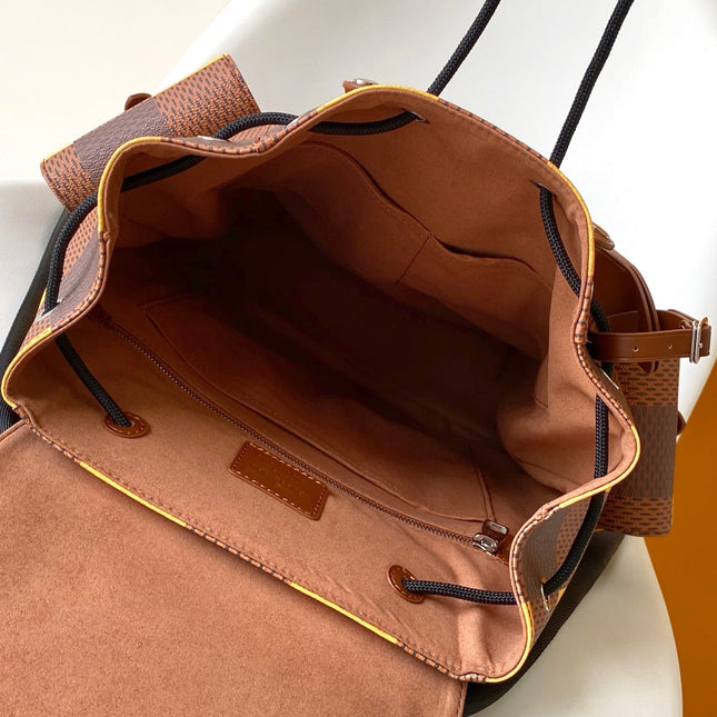 CHRISTOPHER BACKPACK 48 IN BROWN YELLOW DAMIER CANVAS