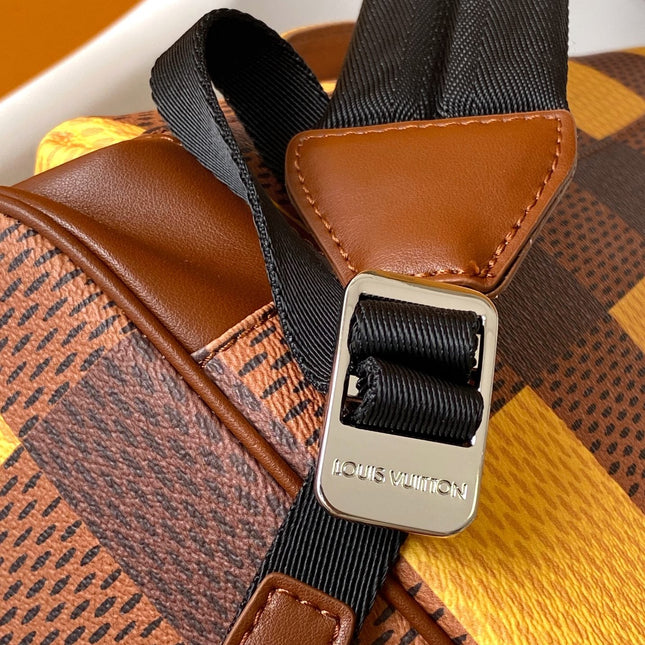 CHRISTOPHER BACKPACK 48 IN BROWN YELLOW DAMIER CANVAS