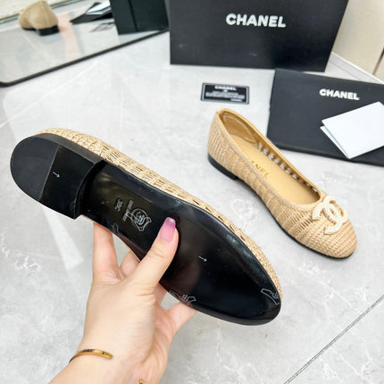 BALLET FLAT 10 MM IN BEIGE RAFFIA
