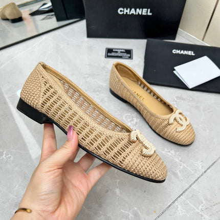 BALLET FLAT 10 MM IN BEIGE RAFFIA