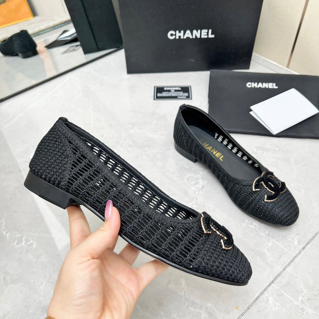 BALLET FLAT 10 MM IN BLACK RAFFIA