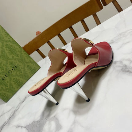 GG HIGH HEELS BLONDIE 75 IN RED LAMBSKIN WITH GOLD HARDWARE