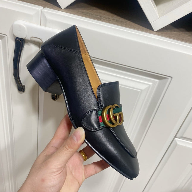 GG LOAFER 35 CM IN BLACK CALFSKIN GOLD HARDWARE