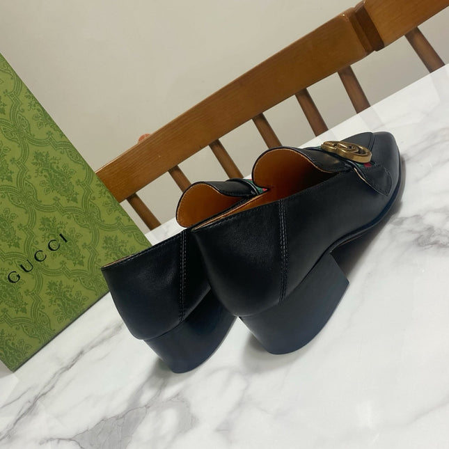 GG LOAFER 35 CM IN BLACK CALFSKIN GOLD HARDWARE