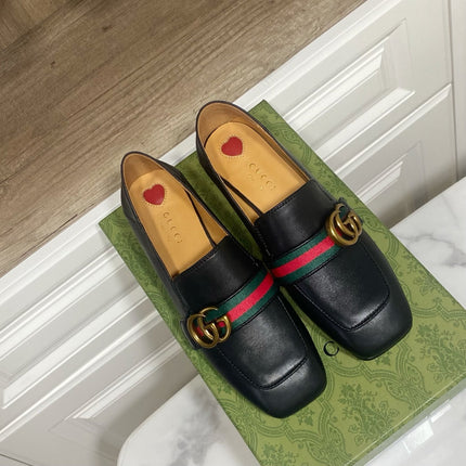 GG LOAFER 35 CM IN BLACK CALFSKIN GOLD HARDWARE