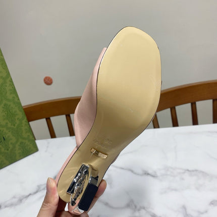 GG SILVER METAL HEEL 65 IN PINK CALFSKIN