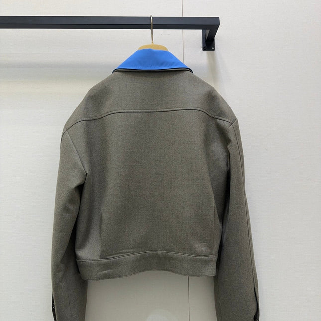 MIUMIU CONTRAST-FABRIC COLLAR JACKET STYLE 38